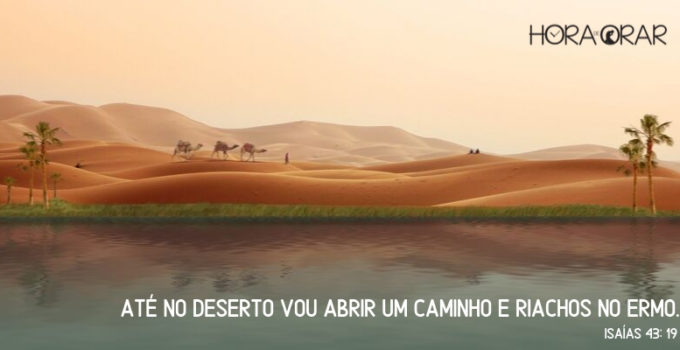 Camelos andando no deserto e um rio ao lado Isaías 43:19