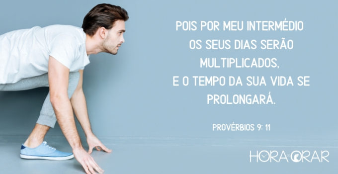 Homem em posição de corrida, para a largada. Provérbios 9: 11