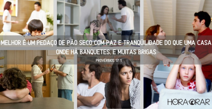 imagens de famílias discutindo diante das crianças. Provérbios 17:1