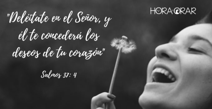 Mujer sopla una flor. Salmos 37:4