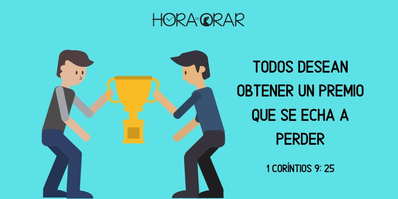 Dibujo de dos hombres disputando un trofeo. 1 Corintios 9:25