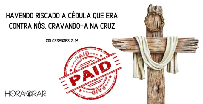 Uma cruz e o selo de divida paga. Colossenses 2:14
