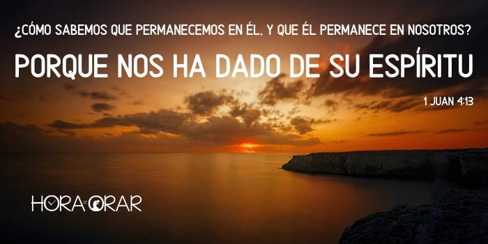 Un hermoso atardecer. 1 Juan 4:13