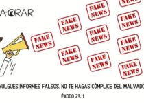 Un dibujo de un hombre divulgando Fake News. Exodo 23:1