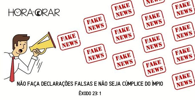 Desenho de um homem com um megafono espalhando Fake News. Exodo 23:1