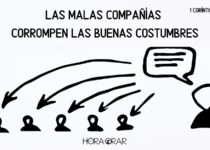 Dibujo de 5 personas siendo influenciadas por el discurso de una. 1 Corintios 15:33