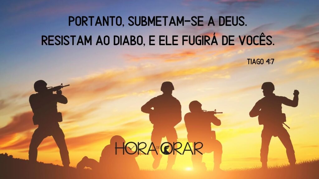 Soldados em uma guerra fazendo resistencia. Tiago 4:7