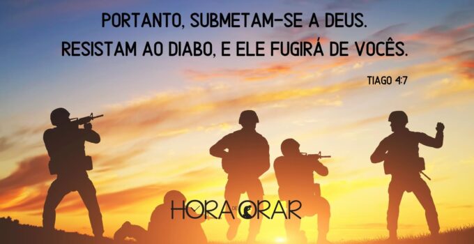 Soldados em uma guerra fazendo resistencia. Tiago 4:7