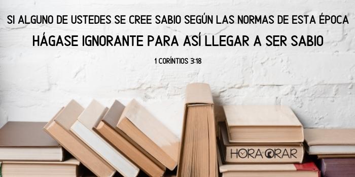 Libros sobre una estante. 1 Corintios 3:18