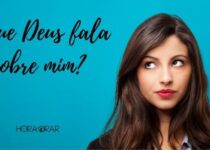 Mulher pensando e o texto: "O que Deus fala sobre mim?"