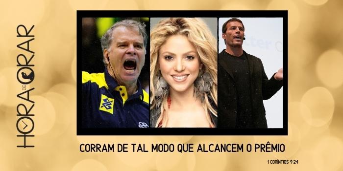 Bernardinho, Shakira e Tonny Robins, referencias de pessoas de sucesso. E o versículo: "Corram de tal modo que alcancem o premio"