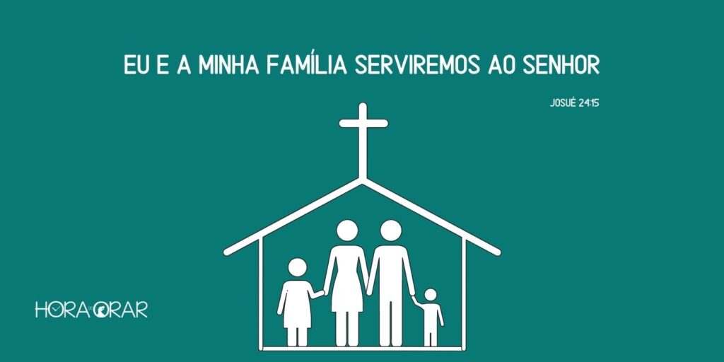 Desenho de uma família, onde sua casa é a casa de Cristo.