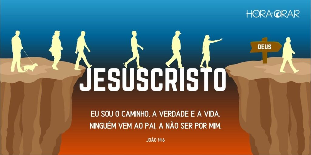 Um penhasco e o nome de JESUSCRISTO fazendo a ponte entre os dois lados.