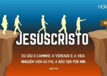 Um penhasco e o nome de JESUSCRISTO fazendo a ponte entre os dois lados.