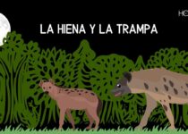 dos hienas caminan en la selva en medio a la noche
