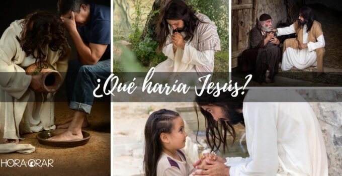 Varias imagenes de Jesus con la pregunta: Que haria Jesus?