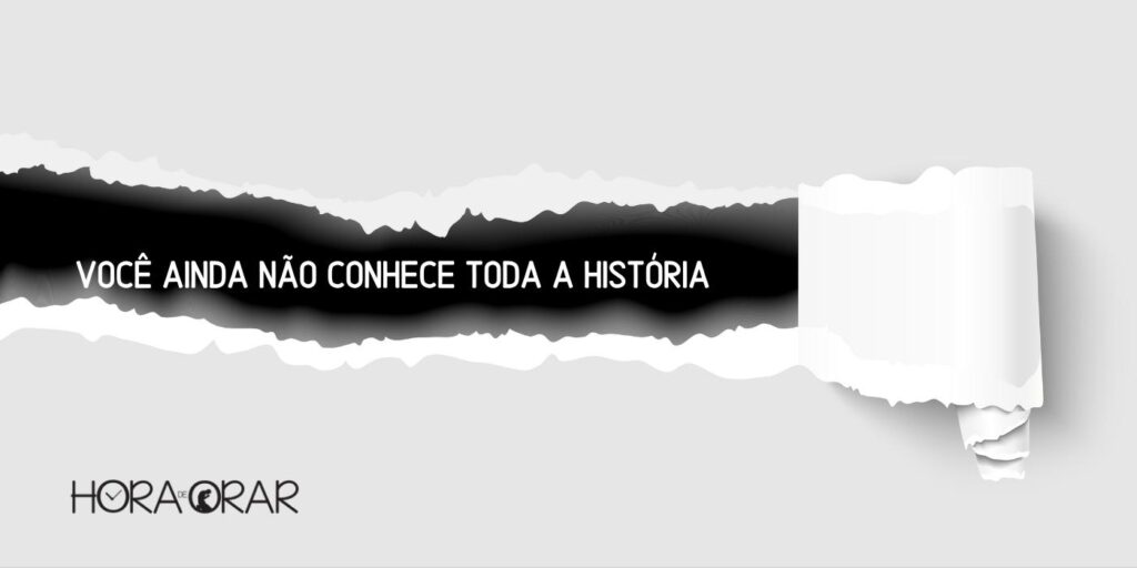 Uma folha sendo rasgada, deixando a mensagem a vista: você não conhece toda a história.