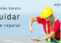 Mujer arregla panel solar