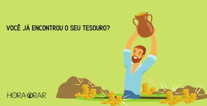 Desenho de um homem escavando e encontrando um grande tesouro