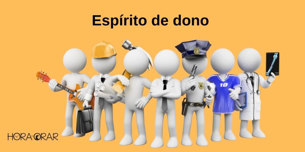 Desenho de diferentes profissões e a frase "Espírito de dono"