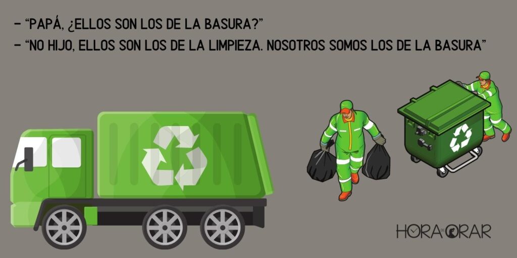 Un camión de colecta de basura junto con los operadores de la limpieza