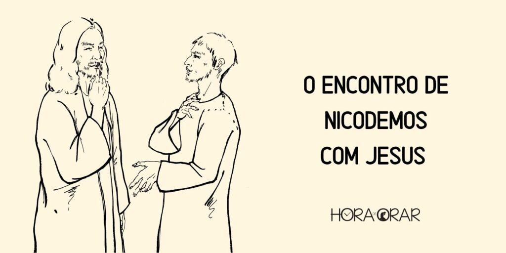 Desenho do encontro de Nicodemos com Jesus