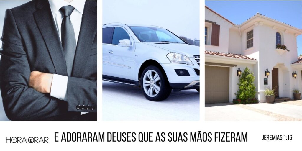 Imagens de um executivo, um carro e uma casa