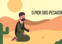 Desenho do apóstolo Paulo de joelhos no deserto