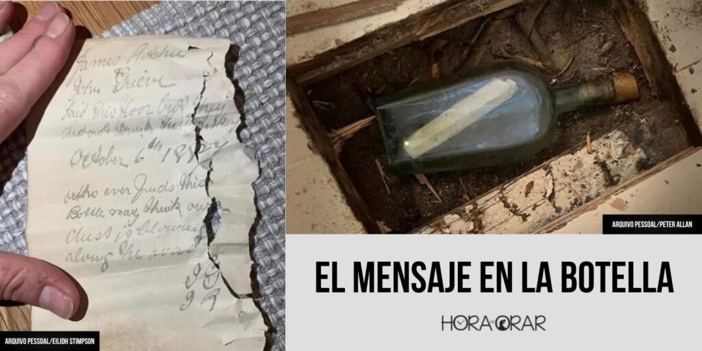 Imagenes originales de la botella y del mensaje dejado a 135 años