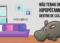 Desenho de um hipopótamo na sala de uma casa