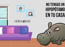 Dibujo de un hipopótamo en la sala de una casa