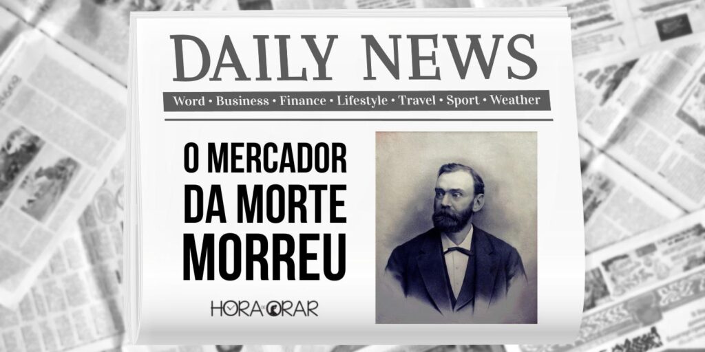 Erronea notícia no jornal sobre a morte de Alfred Nobel