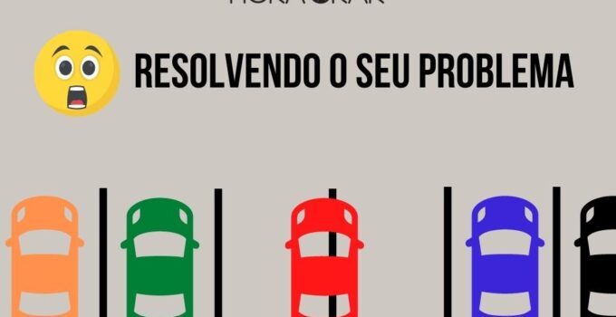 Desenho de um estacionamento, onde um dos carros está mal estacionado. ocupando 2 vagas