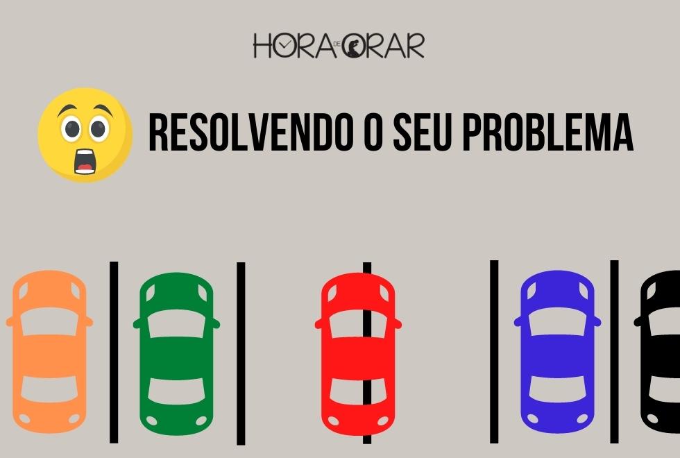 Desenho de um estacionamento, onde um dos carros está mal estacionado. ocupando 2 vagas